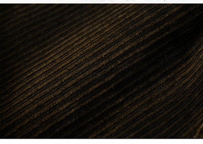 Plush Trim Corduroy Black & Yellow Shorts