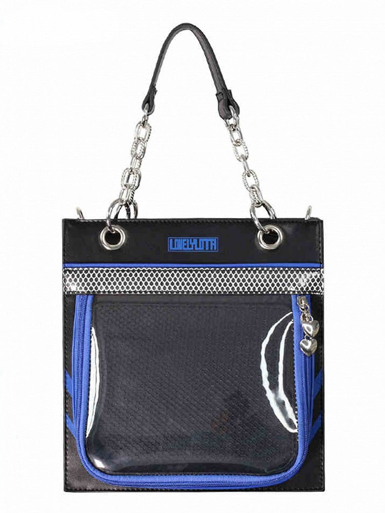 Black & Dark Blue Sweetheart Charm Zipper Ita Shoulder Bag