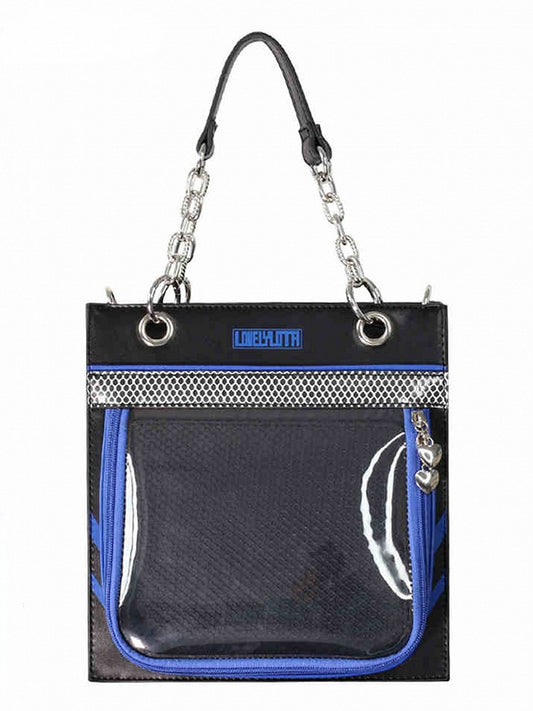 Black & Dark Blue Sweetheart Charm Zipper Ita Shoulder Bag