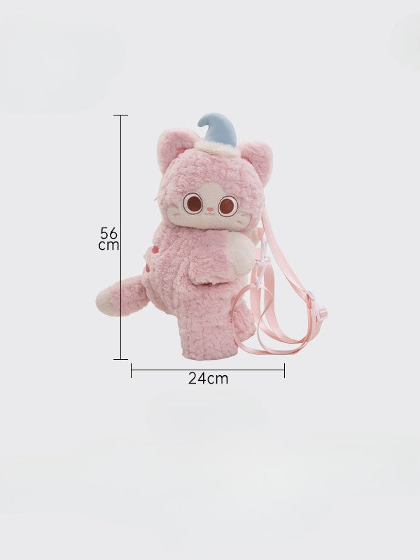 Pink Cute Plush Kitty Backpack/Crossbody Bag