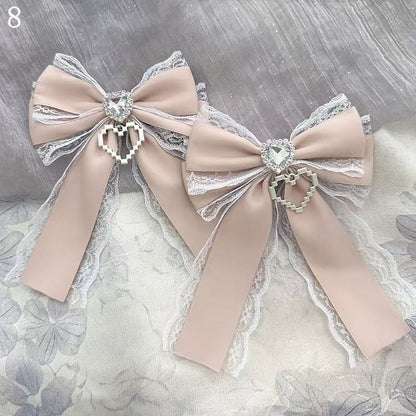 15 Options Heart Decorated Bowknot Brooches