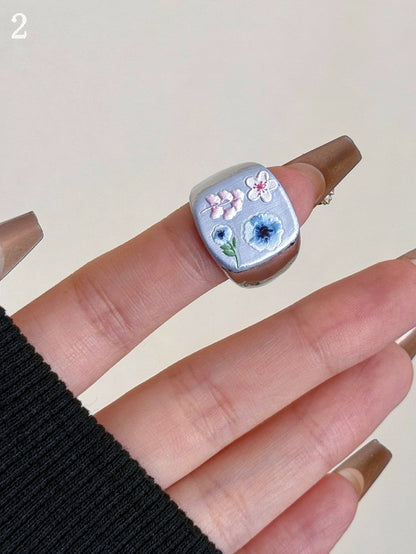 8 Options Blue Y2K Bittersweet Butterfly And Floral Design Ring