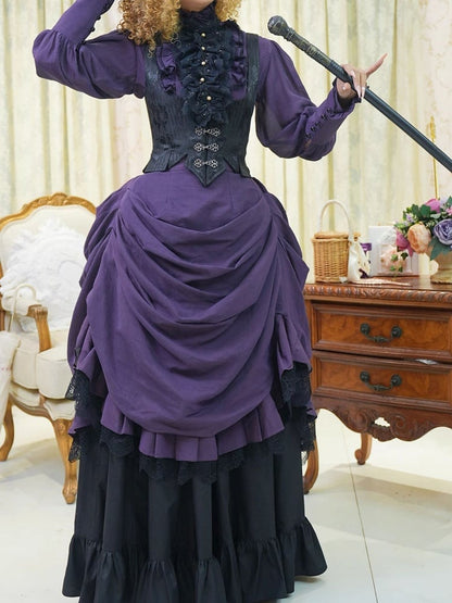 Clearance - Size M for Waist 72CM Victorian Bustle Historical Costume Skirt