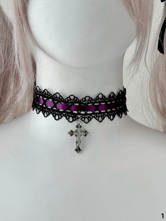7 Colors Halloween Gothic Cross Pendant Nun Lolita Choker