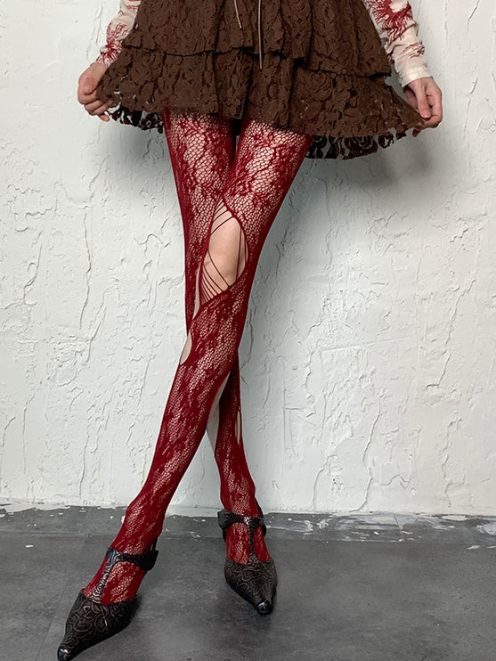 4 Color Options Y2K Cut-out Details Hollow-out Design Tights