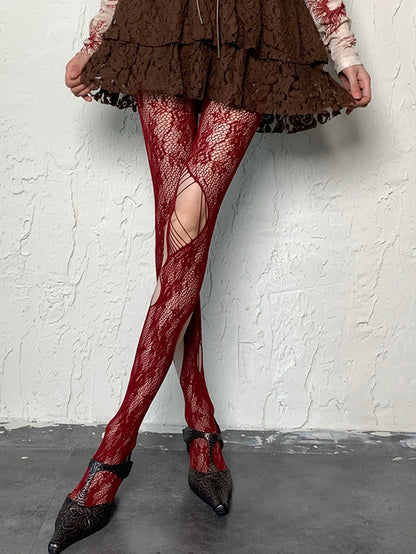 4 Color Options Y2K Cut-out Details Hollow-out Design Tights