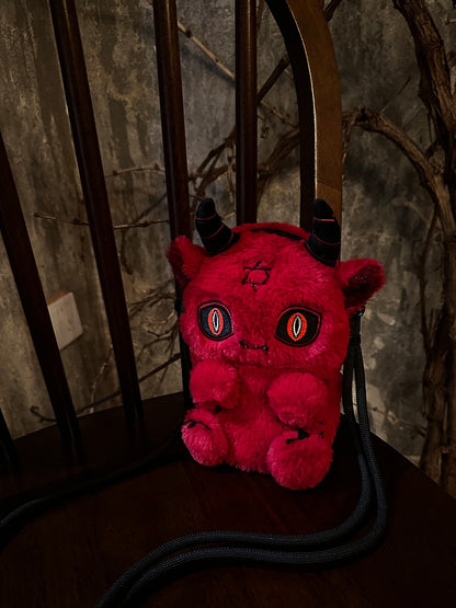 Red Devil Y2K Gothic Plush Doll Bag