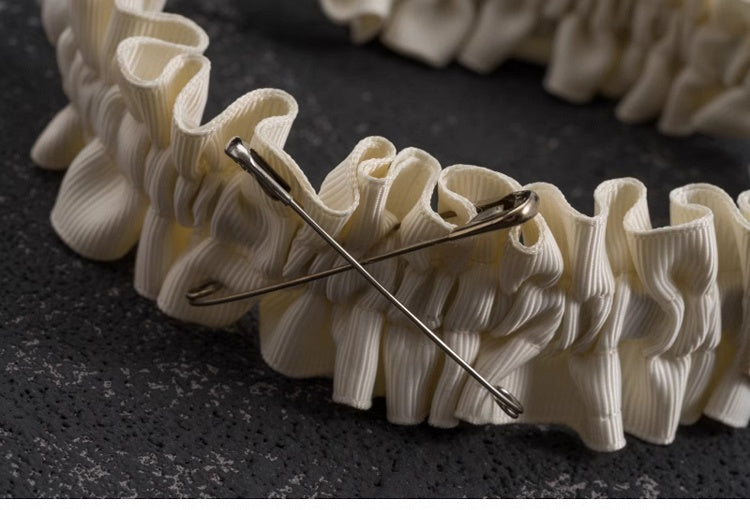 White Handmade Star-Shaped Studs Pins PU Ruffled KC