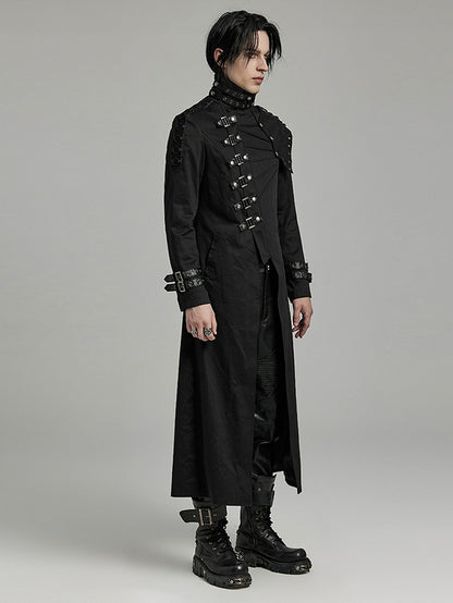 Punk Textured Asymmetrical Long Jacket