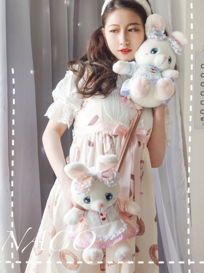 Puff Bunny Plush Crossbody / Backpack Bag