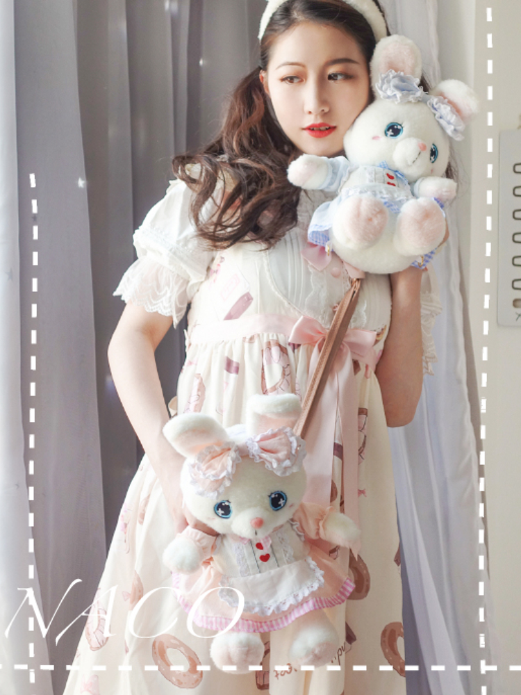 Puff Bunny Plush Crossbody / Backpack Bag