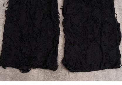 Cross Decorated Distressed Holes Gothic Black Leg Warmers