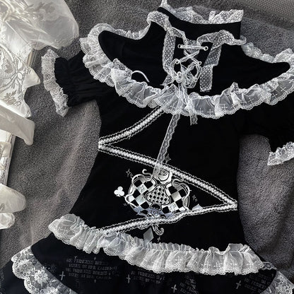 Lace Trim Angel Wings Emo Punk T-shirt