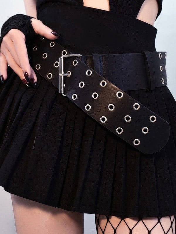 Gothic Cyberpunk Black PU Waist Belt