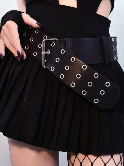 Gothic Cyberpunk Black PU Waist Belt