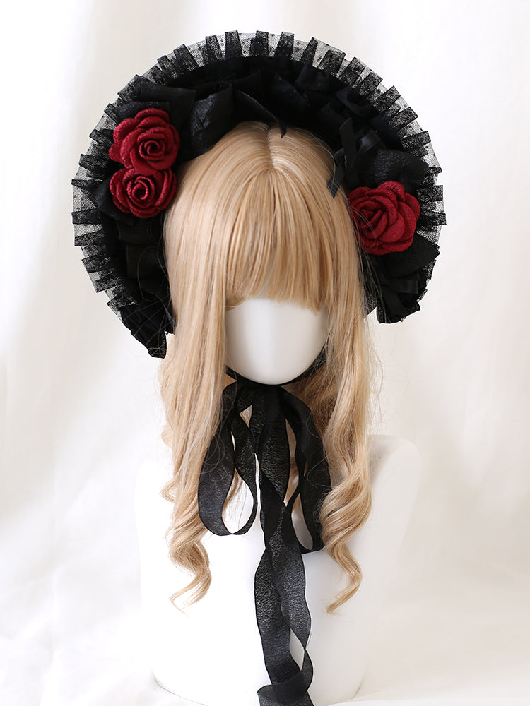 4 Colors Flower Details Gothic Bowknots Bonnet