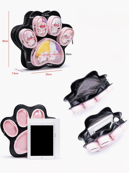 2-Way Black & Pink Enchanting Kitten & Puppy Paw Ita Backpack In Cute Style