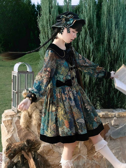 Black Lolita Hat with Colorful Flower Accent