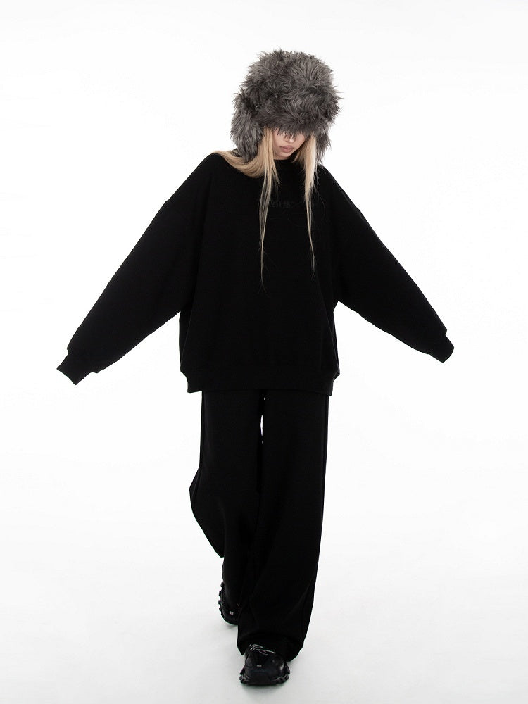 Black Long Sleeve Loose Sweatshirt