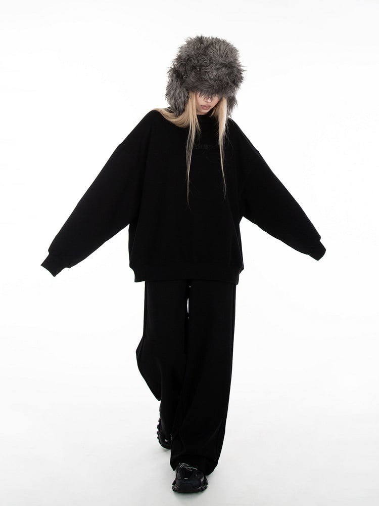 Black Long Sleeve Loose Sweatshirt