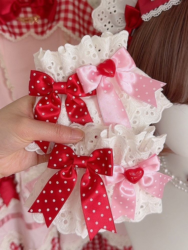 3 Color Options Polka-dot Pattern Bowknot Details Wrist Cuffs