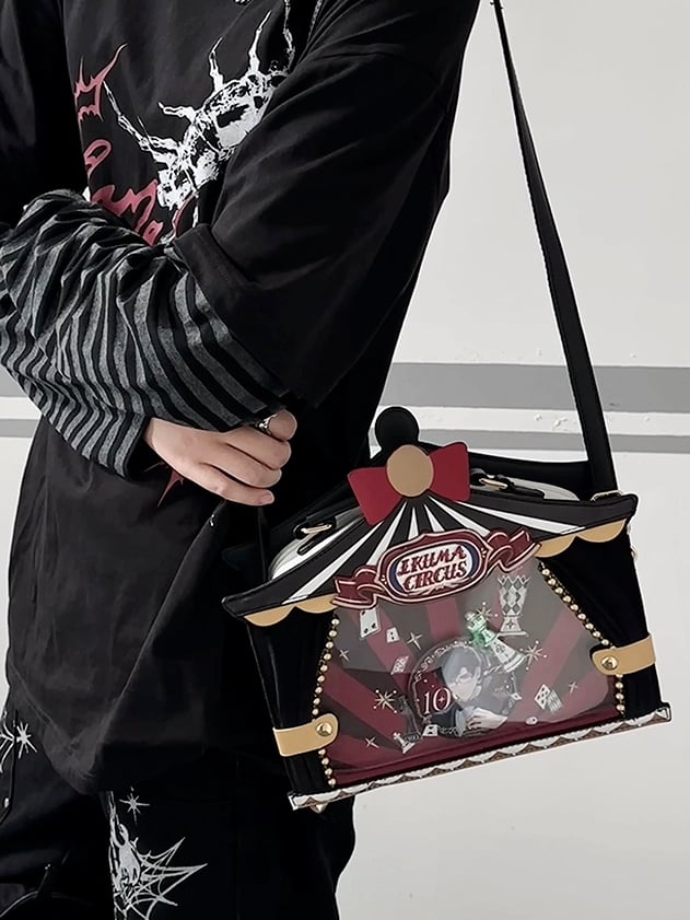 Black Circus Sweet Bunny and Bear Print Ita Bag