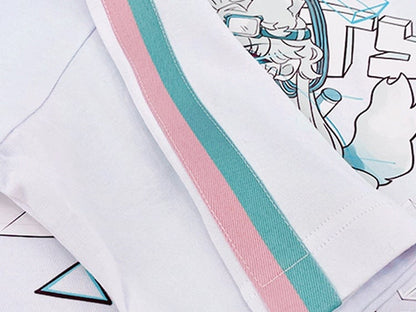 Black/White Round Neck Cyberpunk T-shirt