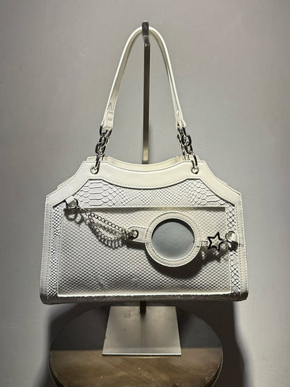 White Snake Scale PU Ita Shoulder Bag