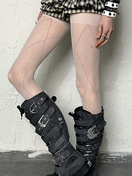 White/Black Y2K Tights