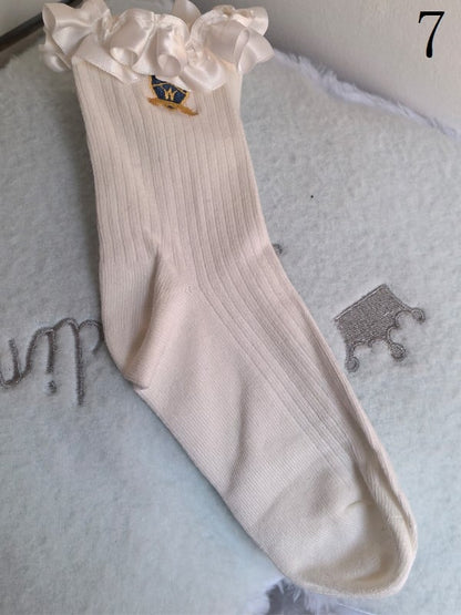 9 Options Colorful Lolita Ruffled Cuffs Cartoon Calf Socks