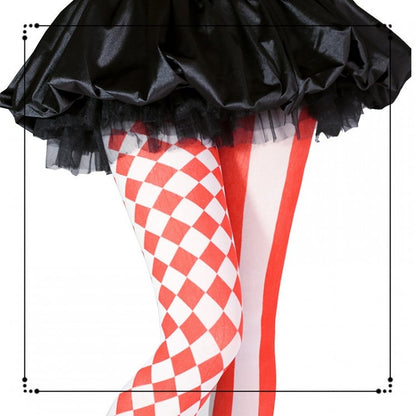 Black / Red Asymmetrical Print Circus Clown Vibes Tights