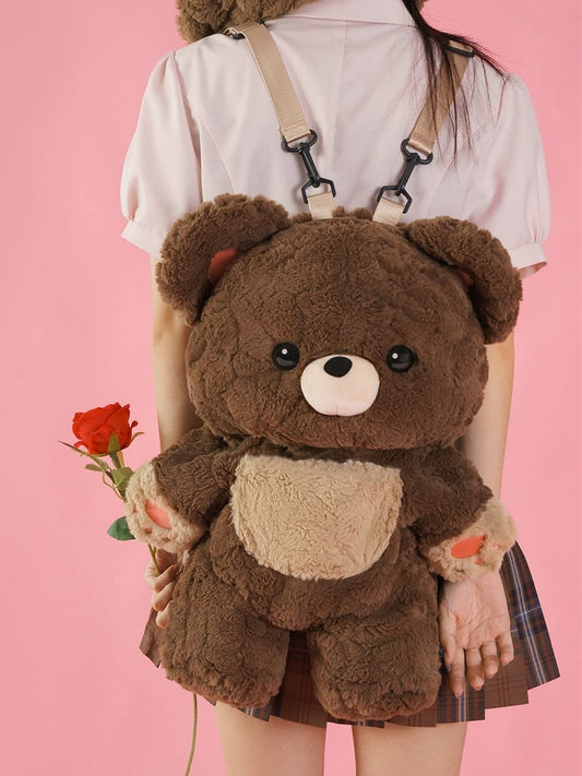 Brown 35cm/50cm Plush Teddy Backpack Detachable Shoulder Straps