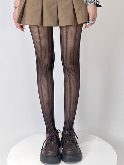 3 Color Options Y2K Heart Striped Pattern Tights