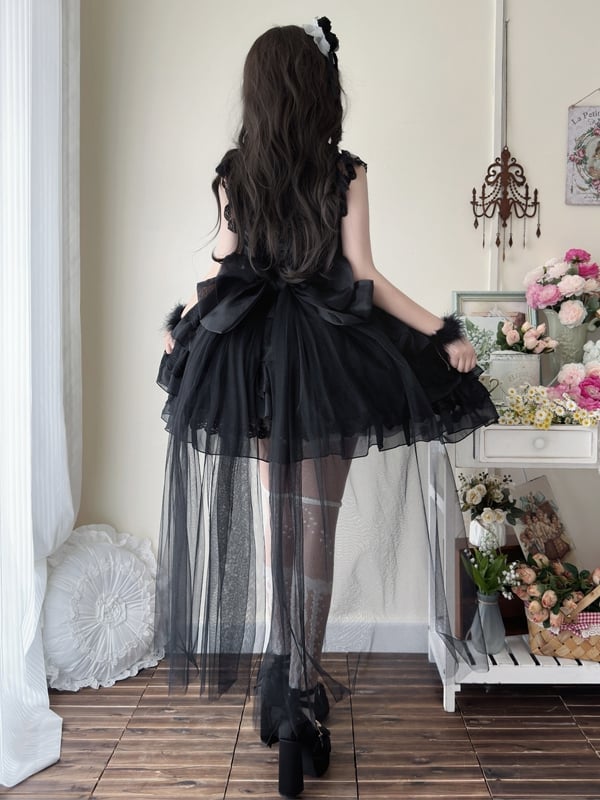 Black Hanayome Butterfly Fabric Shiro Dress Princess Lolita Jumper Skirt