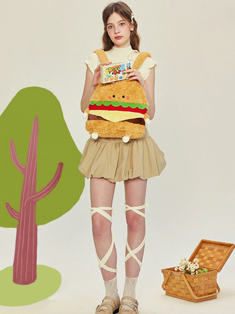 Yellow Cute Plush Hamburger Backpack