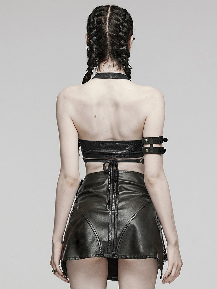 Black Punk Sexy Halter Neck Top