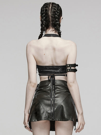 Black Punk Sexy Halter Neck Top
