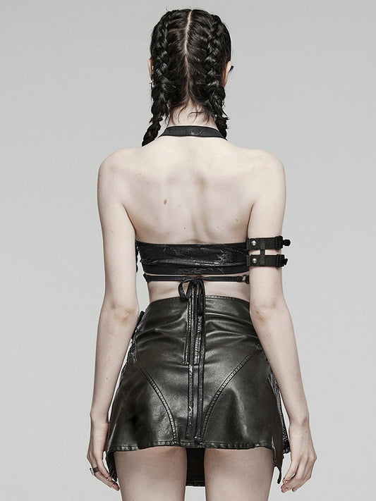 Black Punk Sexy Halter Neck Top
