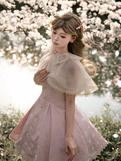 Clearance-Size M for Neck Circumference 42.5CM Beige Self-tie Bowknot Neckline Shawl