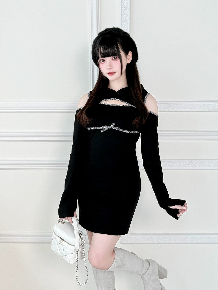 Pink/White/Black Jirai Kei Quilted Crossbody/Handbag with Rhinestone Decor