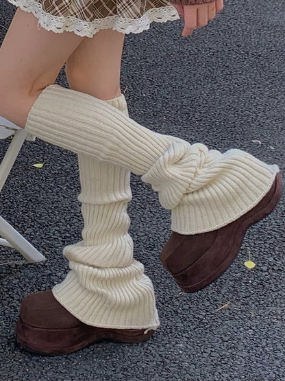 Off-white/Apricot/Red/Coffee/Dusty Purple/Black Knitted Leg Warmers