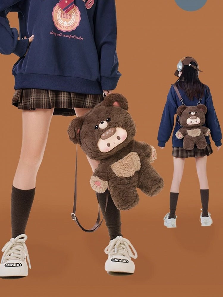 Brown 35cm Plush Bear Backpack Detachable Shoulder Straps