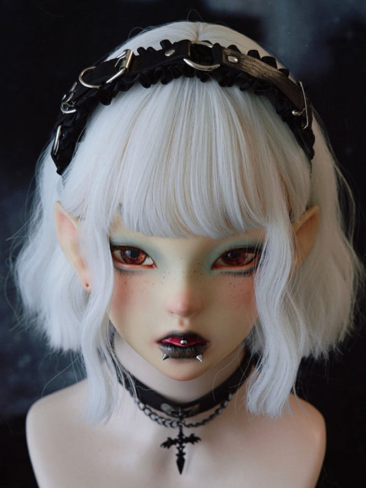 Black Gothic Buckle And Pin Decorated Ruffled KC