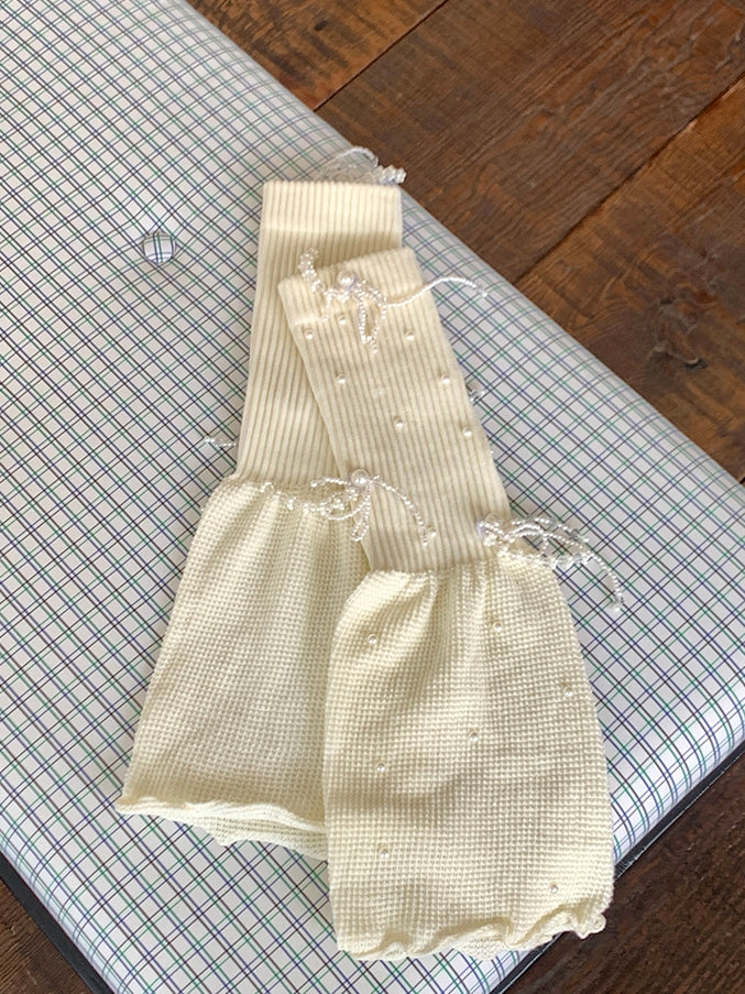5 Color Options Beaded Details Rolled-Trim Leg Warmers
