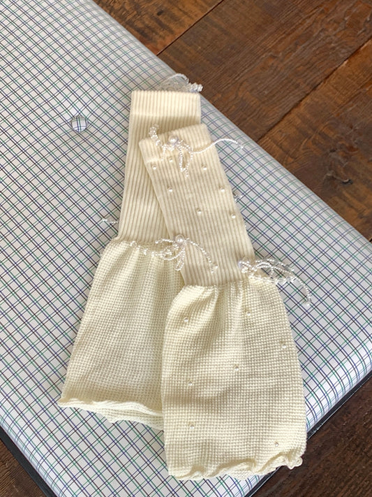 5 Color Options Beaded Details Rolled-Trim Leg Warmers