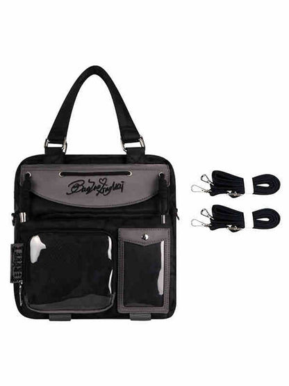 Black & Dark Gray Letters Embroidery Ita Bag