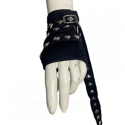 Black Punk Gothic Studs Strap Fingerless Gloves