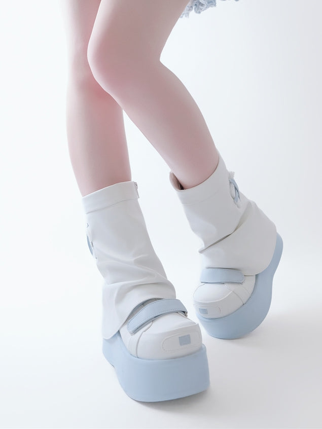 Blue Yami Kawaii Zip Closure at Sides Platform Boots