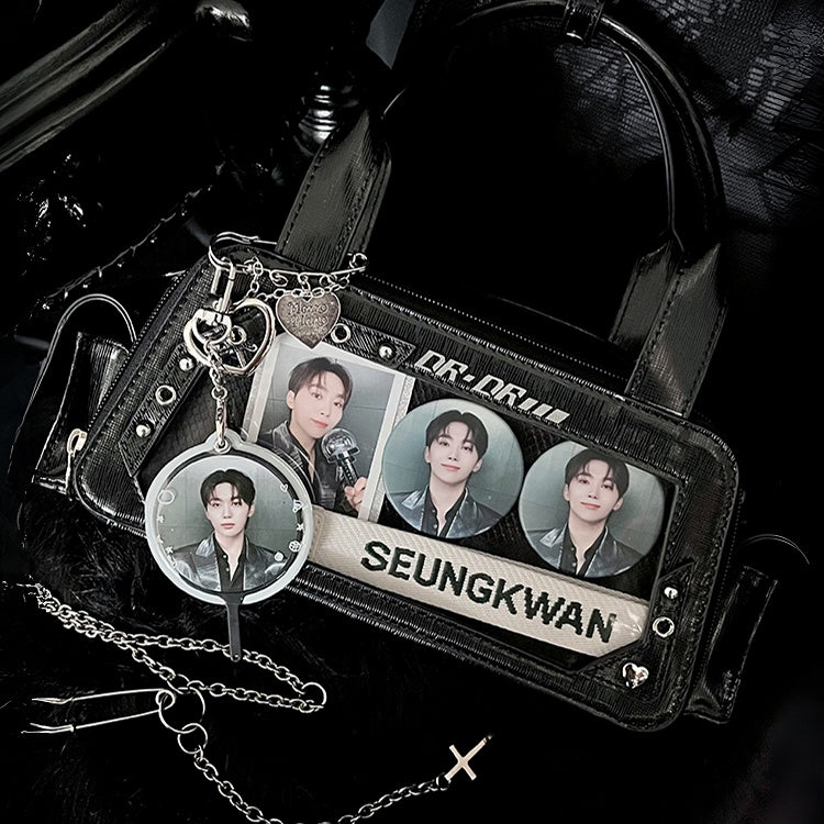 Black Heart Buckle Decorated Ita Bag