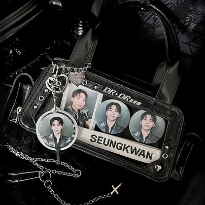 Black Heart Buckle Decorated Ita Bag